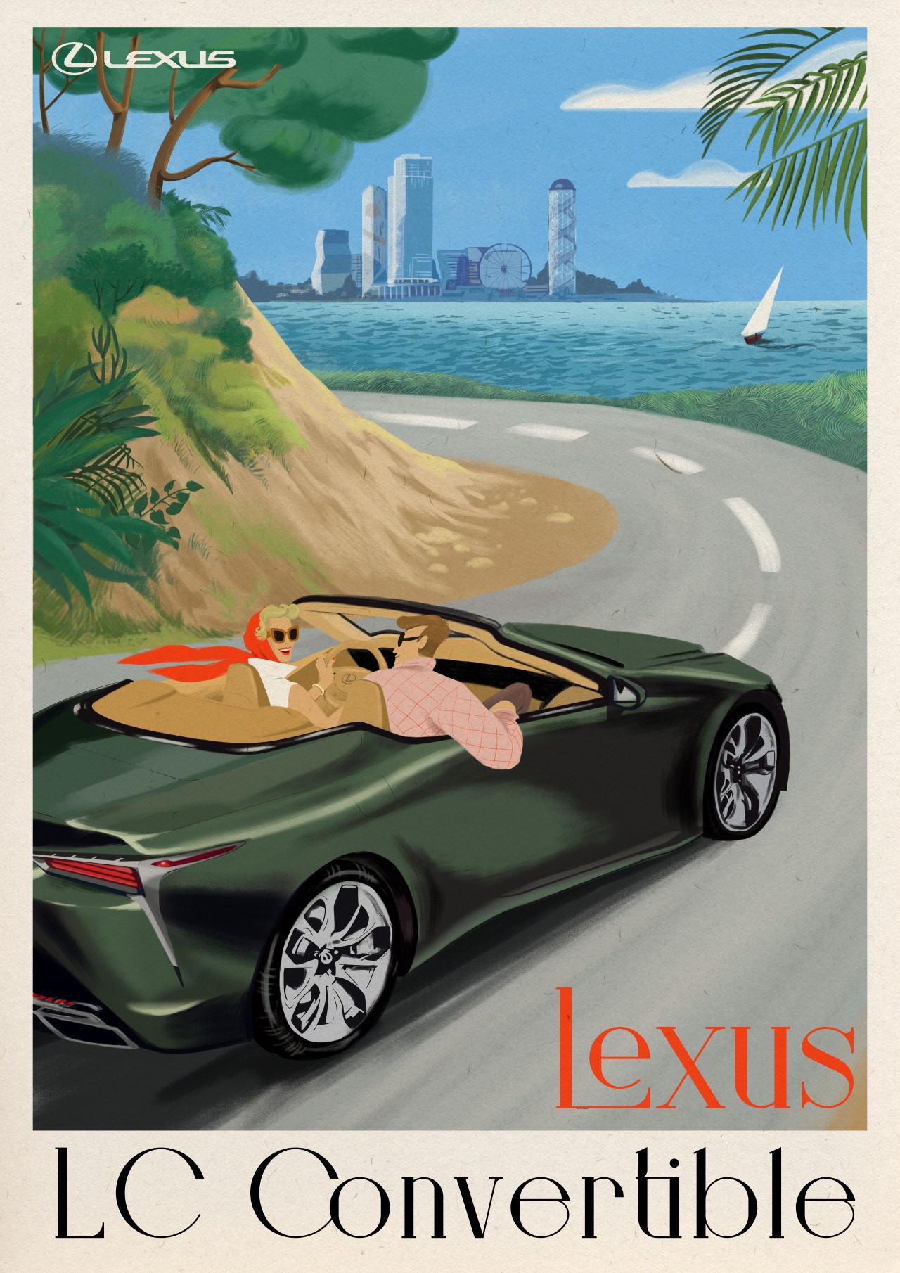 NAJLEPSZY PLAKAT W STYLU VINTAGE Z LEXUSEM LC CONVERTIBLE