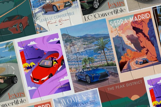 LEXUS LC CONVERTIBLE RETRO TRAVEL POSTER